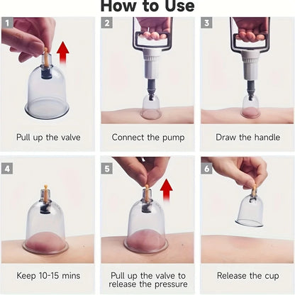 24/12Pcs Cupping Relaxation Set: Cupping Cups in Various Sizes, a Manual Pump, and a Detailed Guide. Cupping Set for Massage