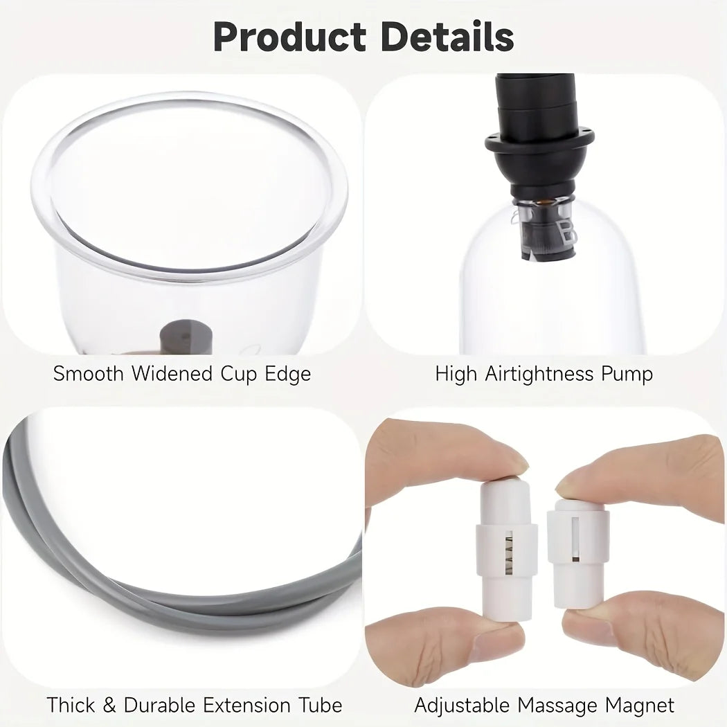 24/12Pcs Cupping Relaxation Set: Cupping Cups in Various Sizes, a Manual Pump, and a Detailed Guide. Cupping Set for Massage